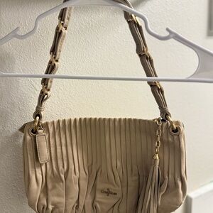 Cole Haan Beige Pleated Shoulder Bag